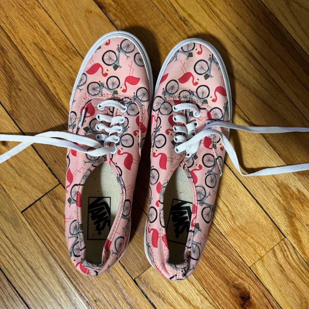Vans Flamingo and Bicycle Print Women's Sneakers